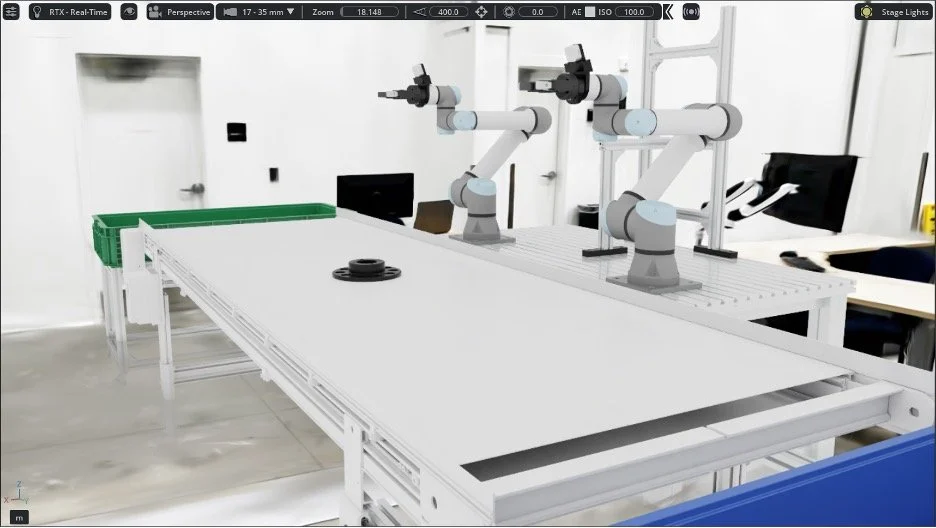 Isaac Sim representation of the lab system