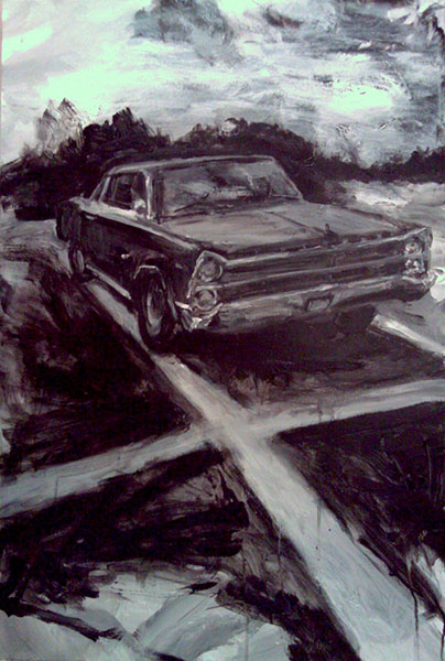 Yoona Lee, Jesus Chrysler, Don't You Know How to Park?, 2013 (acrylic on canvas, 30" x 40"). All images copyright 2014 Yoona Lee