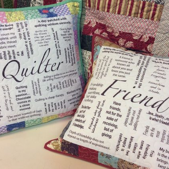How to use the 'Friend' and 'Quilter' panels to make a 16" throw pillow