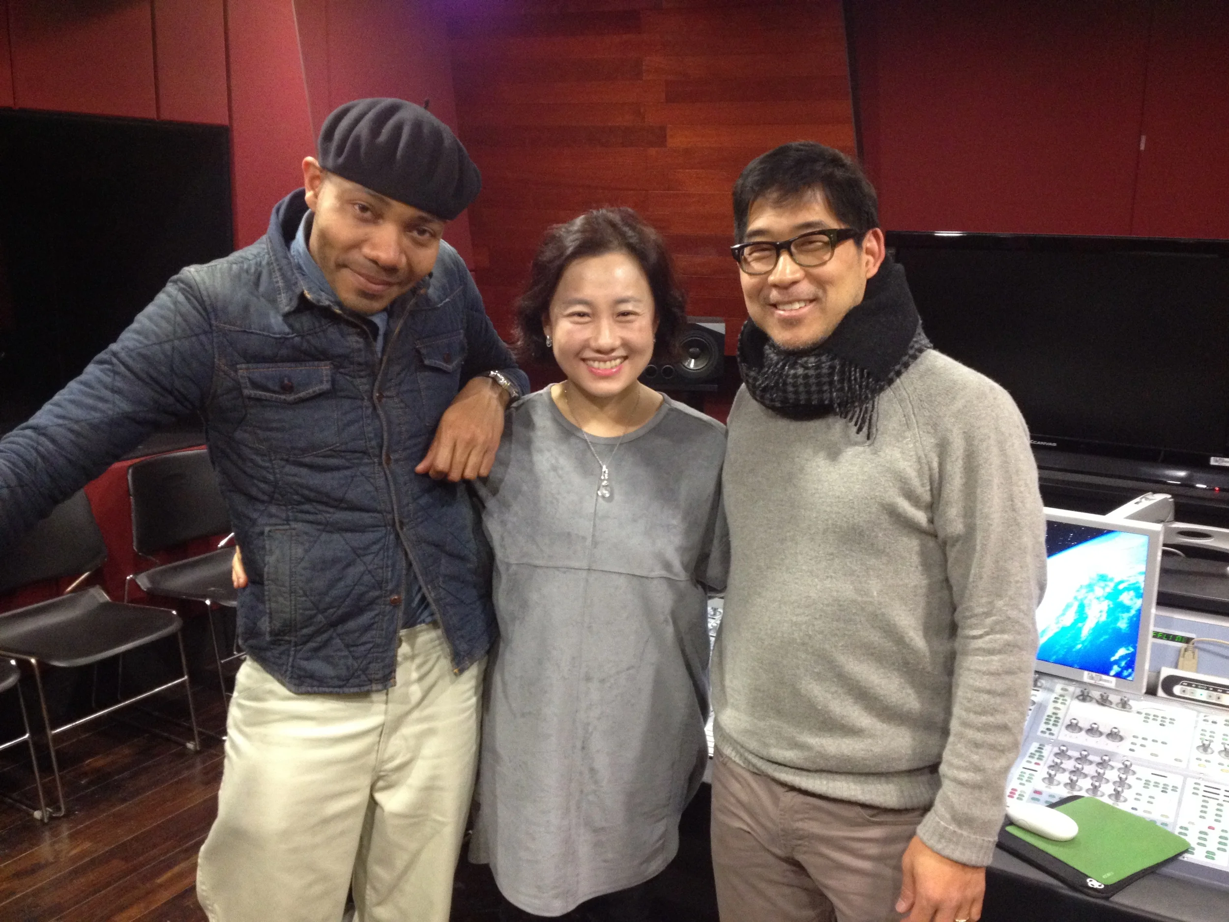 In the studio at Seoul Institute of the Arts with DJ Spooky aka Paul Williams and Kang Eunil (강은일).