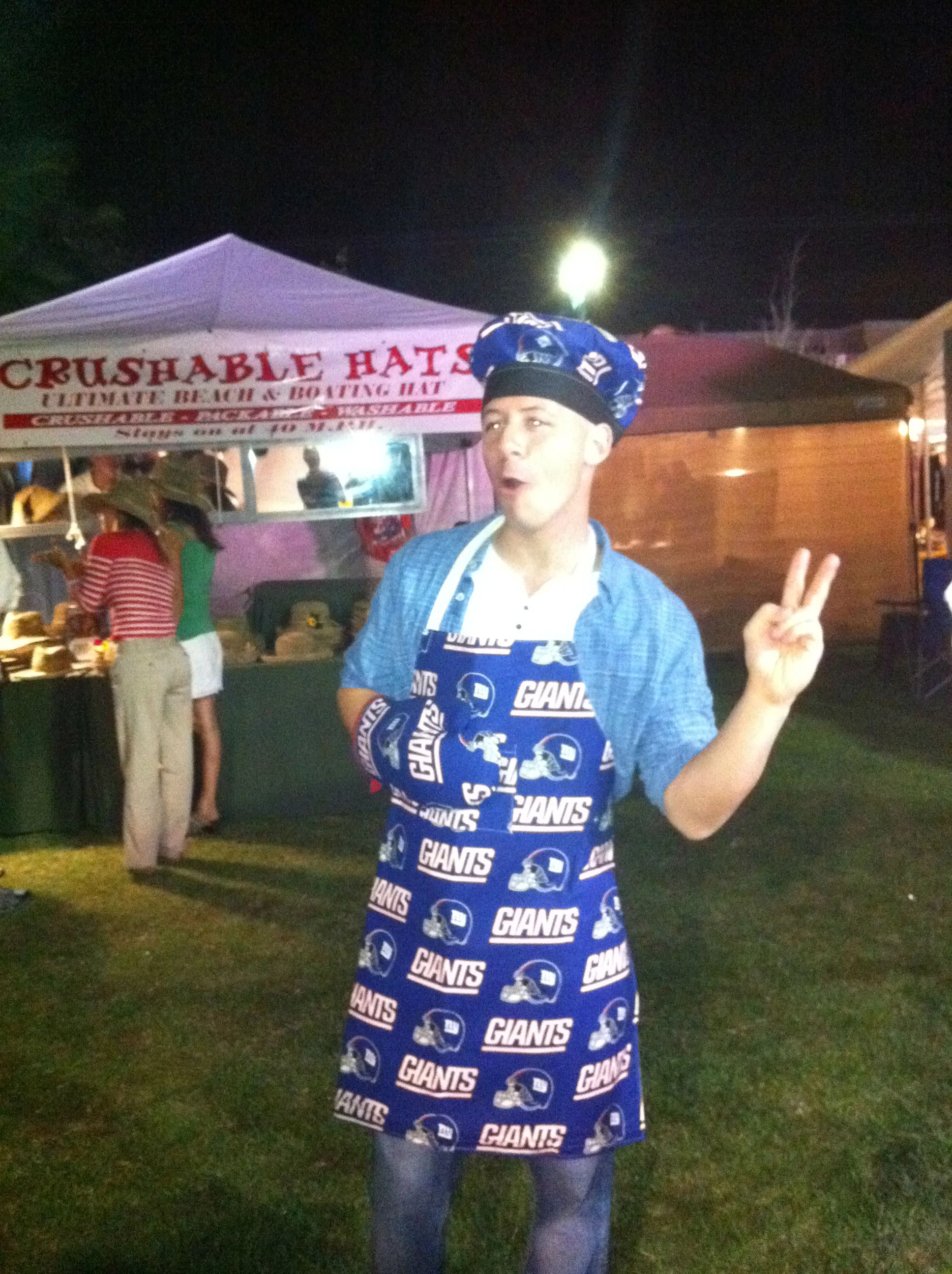 Two Diehard Giants fans wearing our Chef Hats ready to rock and roll!