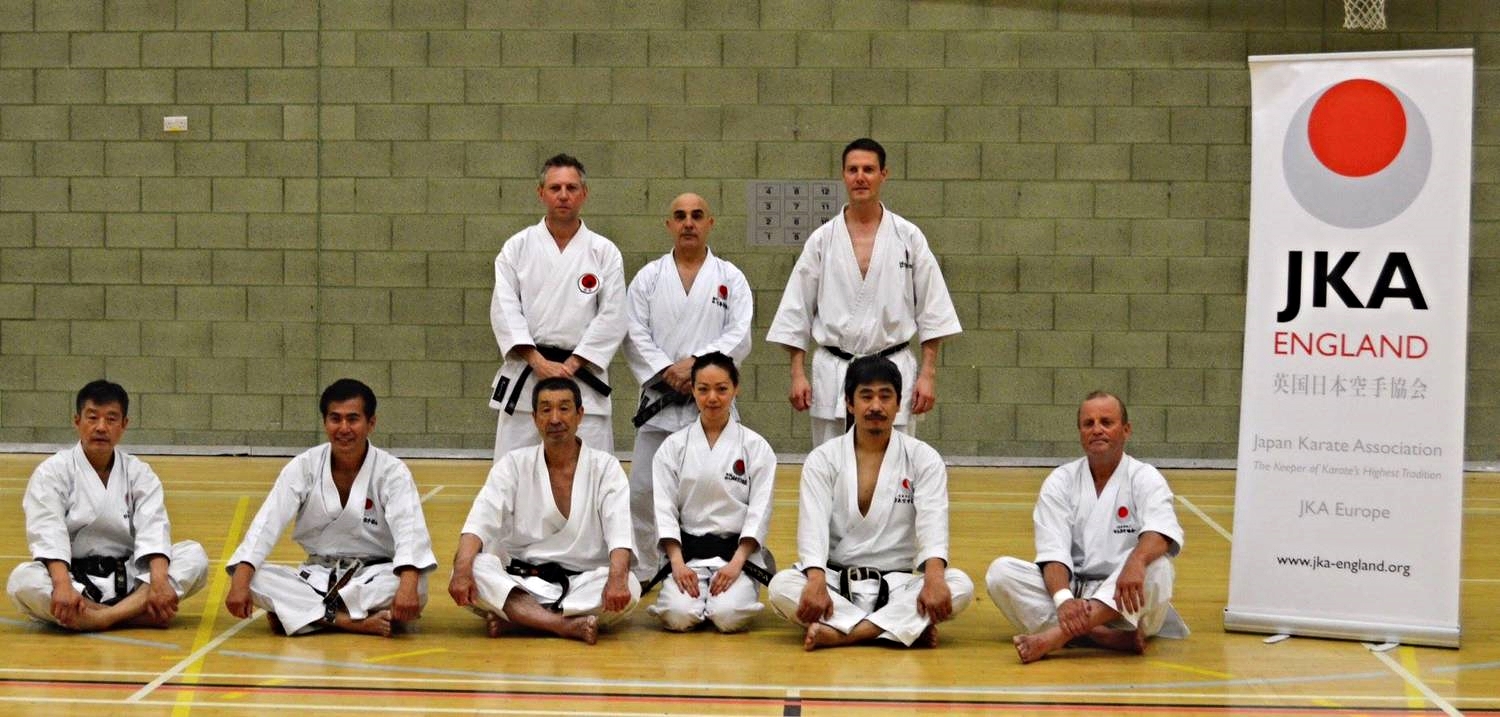  Another successful course at the JKA England Spring International Course. Picture taken with Sanna Sensei, Ohta Sensei and guest instructors, Nagatomo Sensei, Osaka Sensei, Okuma Sensei and Larsen Sensei.&nbsp; 