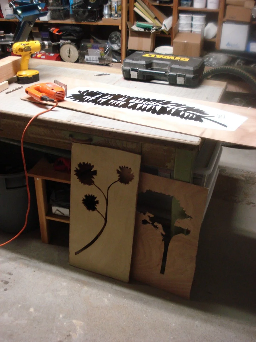  We didn’t have a large production budget, so I helped source reclaimed wood, apply designs and cut them out to make stencils. 