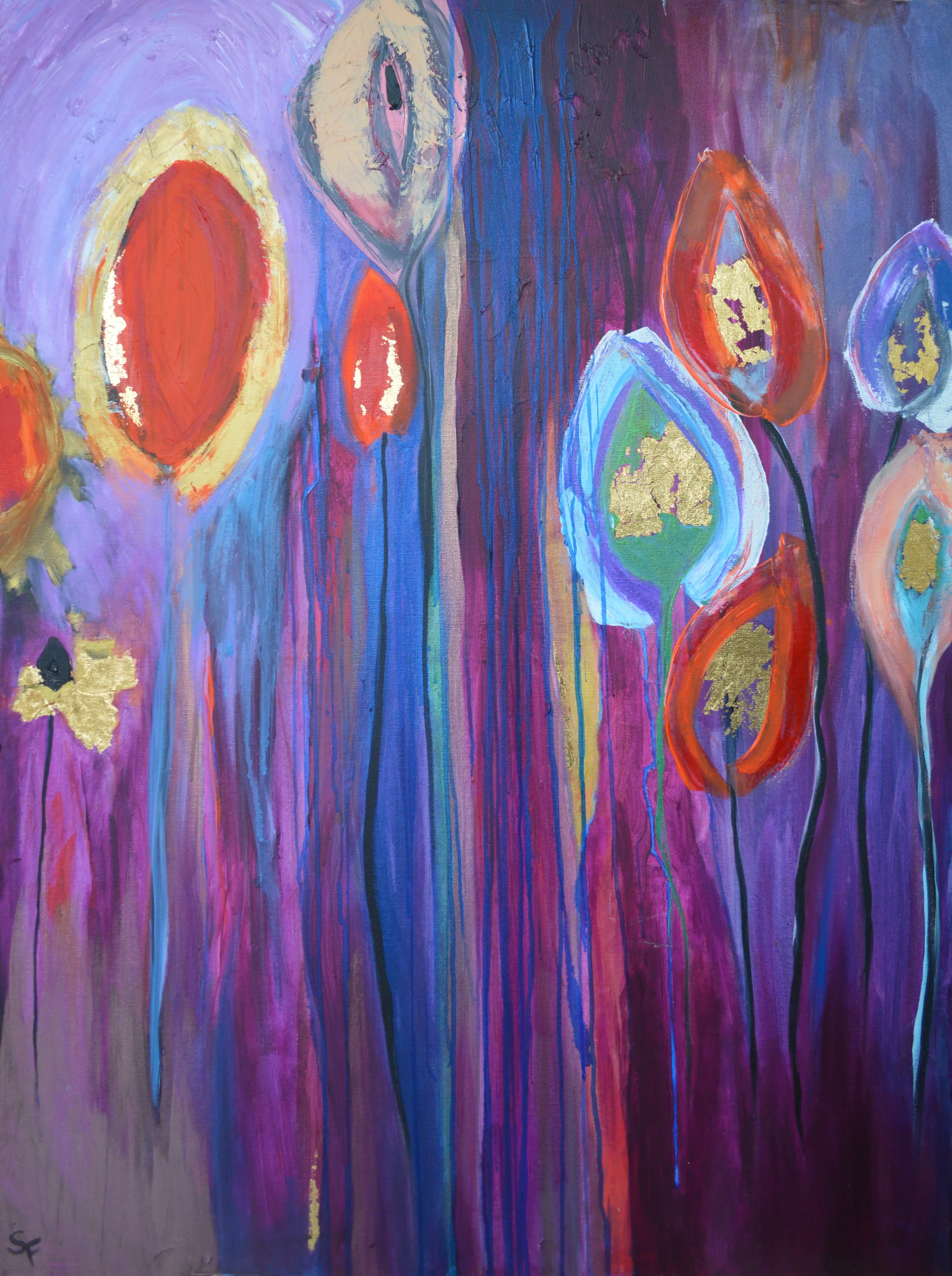 IMPETUS COLLECTION The Beginning Acrylic & gold leaf on canvas. 36x48. SOLD