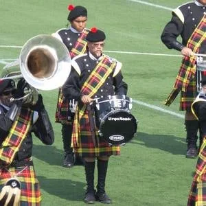 The Kilties in action with ErgoSonic bass drums at the 2015 Drum Corps Associates World Championships Preliminary Competition