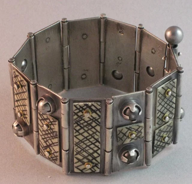 Ivory and Sterling hinged bracelet