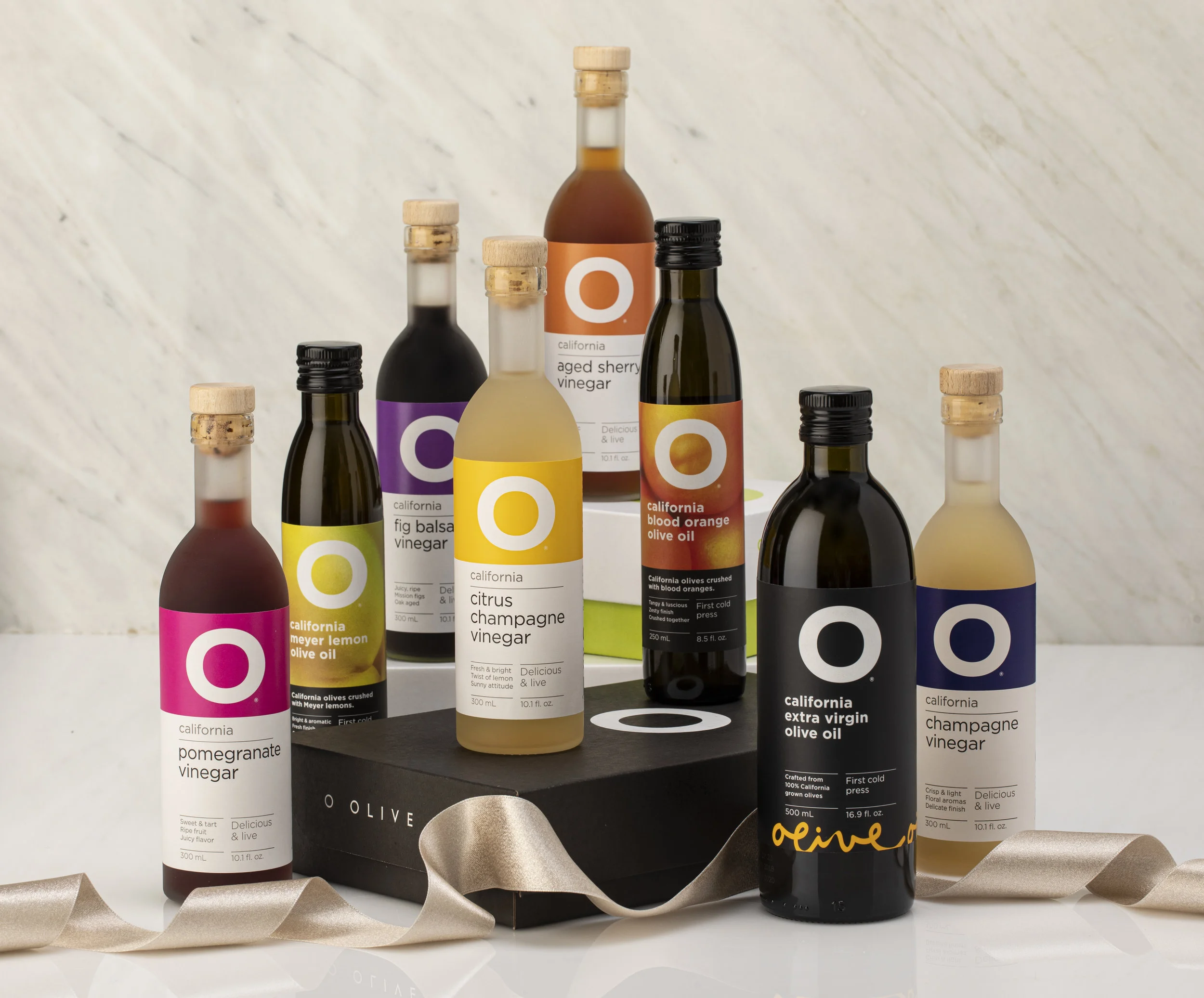 Sample product line from O Olive Oil and Vinegar