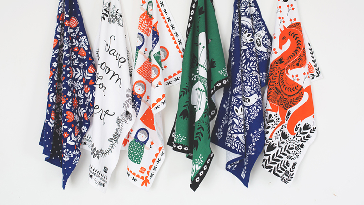  A selection of tea towels designed by Mirdinara Kitchen. Photo from their website by Aziza Mirtalipova. 