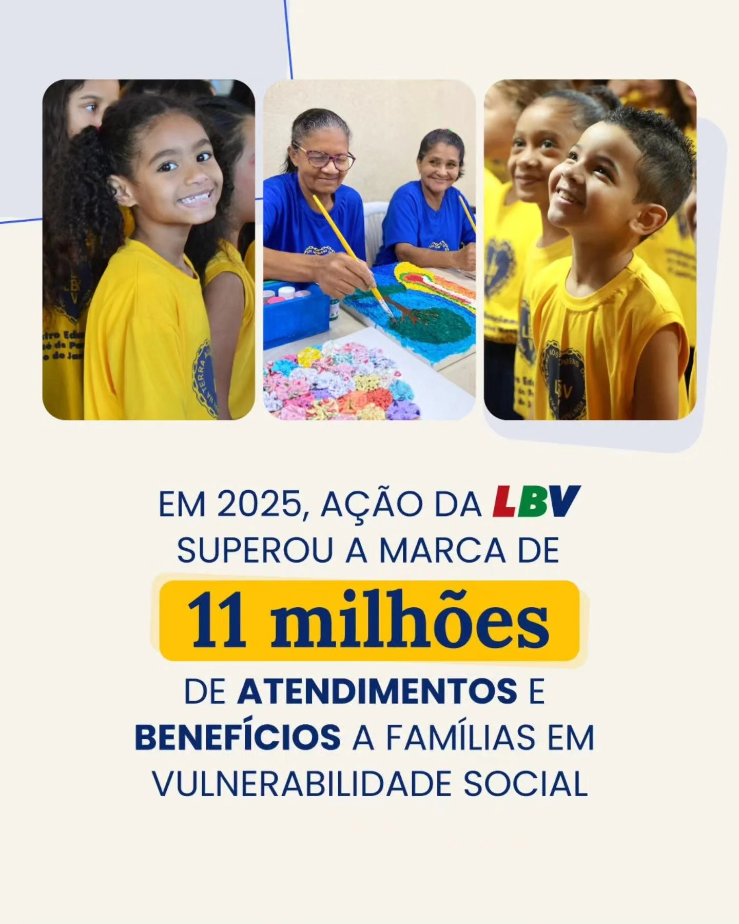 LBV ultrapassa 11 milhões de atendimentos e benefícios em 2025