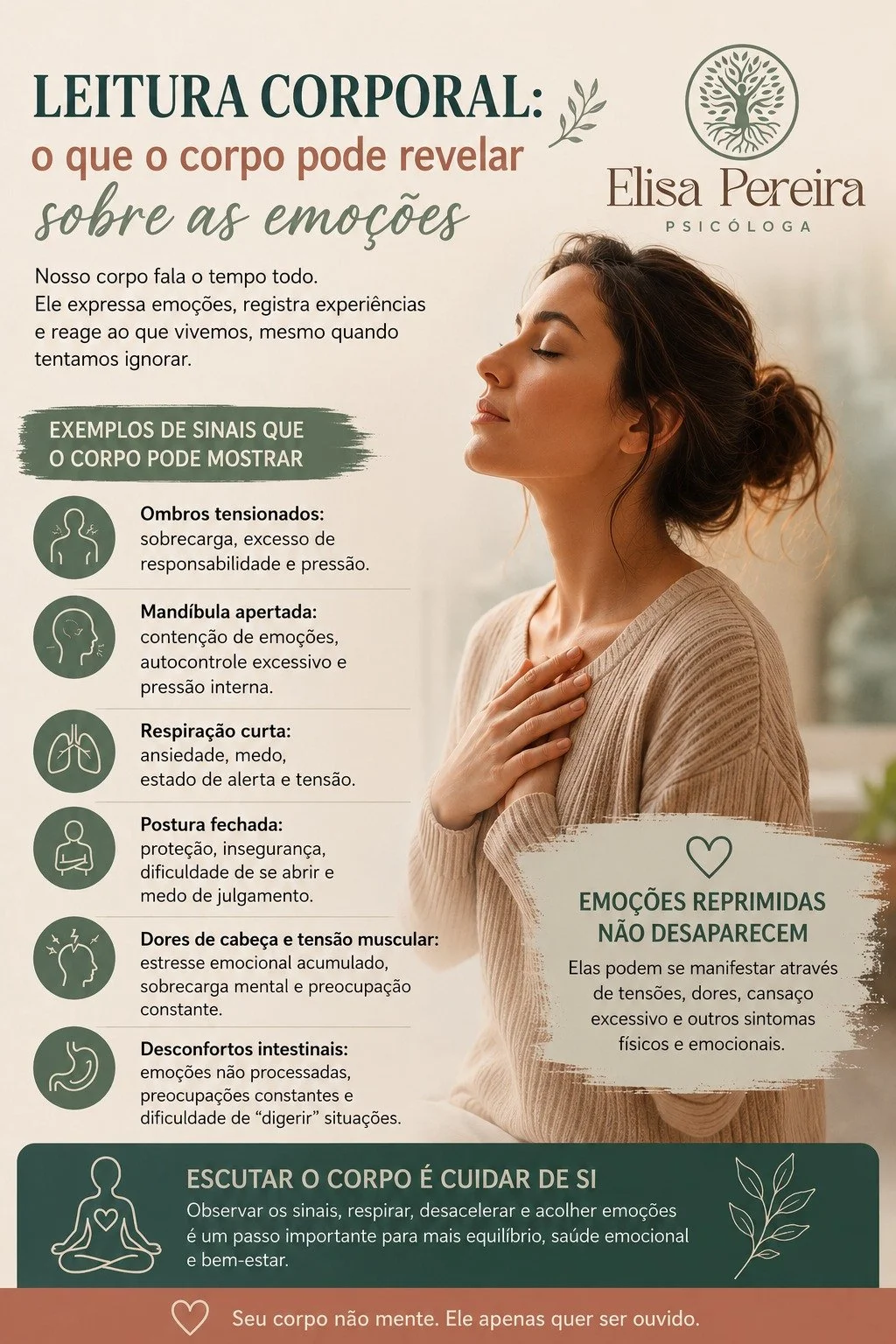 Leitura corporal: o que o corpo pode revelar sobre as emoções - Coluna Psicologia por Dra. Elisa Pereira