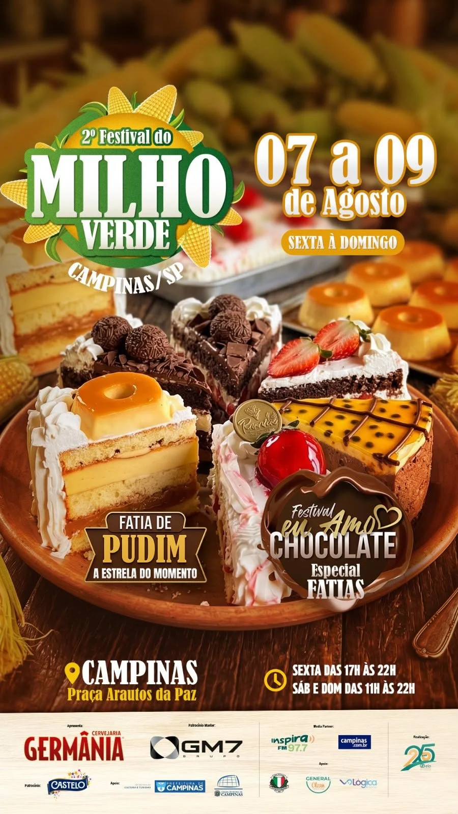 Campinas-SP recebe o maior Festival do Milho do interior paulista com a febre nacional das fatias e programação especial para comemorar o Dia dos Pais