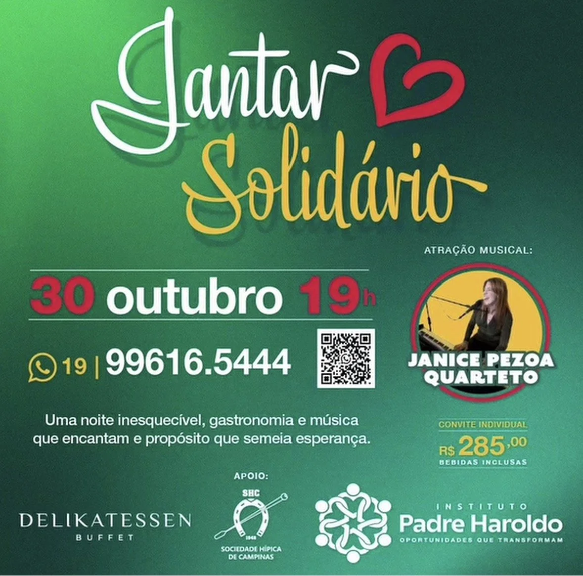 Jantar Solidário do Instituto Padre Haroldo busca mobilizar empresários de Campinas em apoio à transformação social