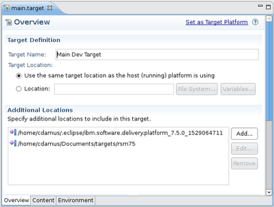 PDE Target Definition Editor