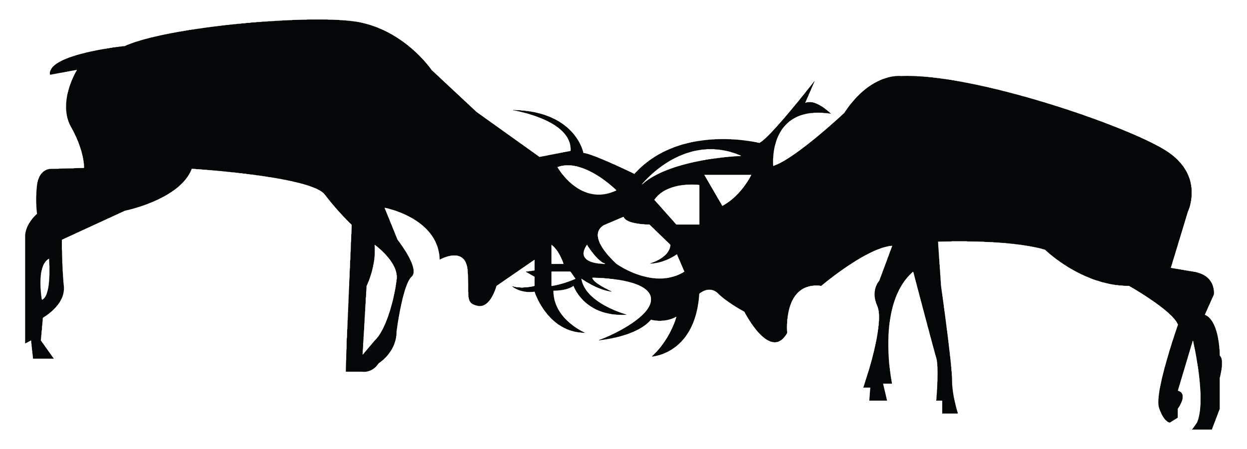 Outline of two fighting deer.