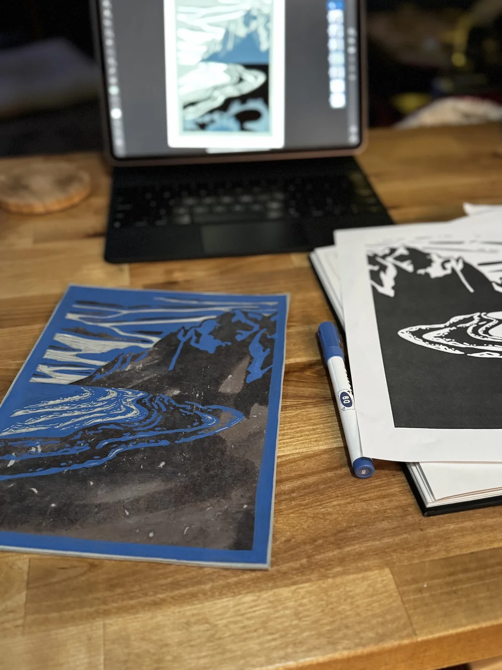 Höfn #1 - Limited Edition Reduction Linocut Print 9x12 — Claire Thoele