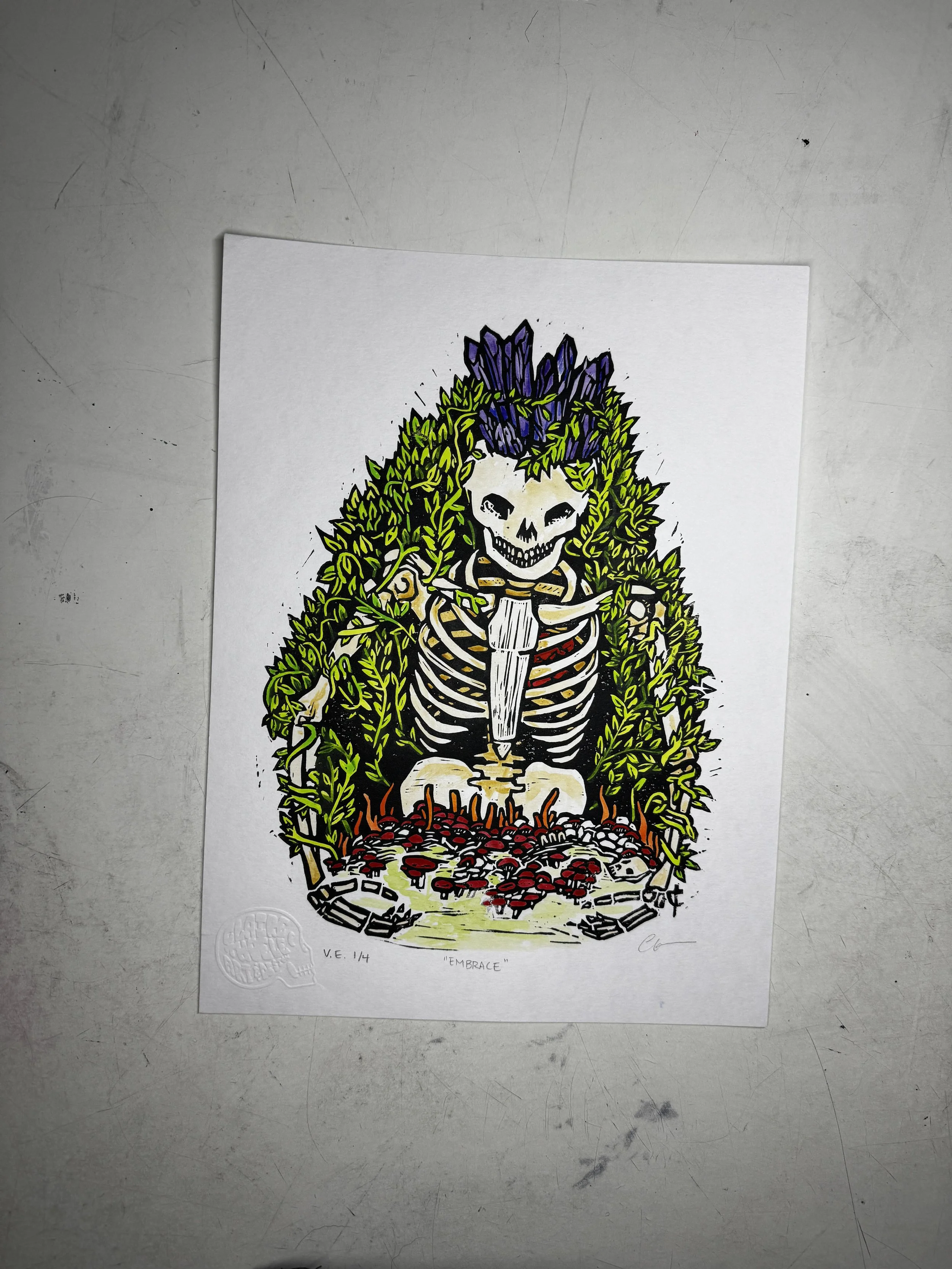 Embrace - Limited Edition Linocut Print 9x12