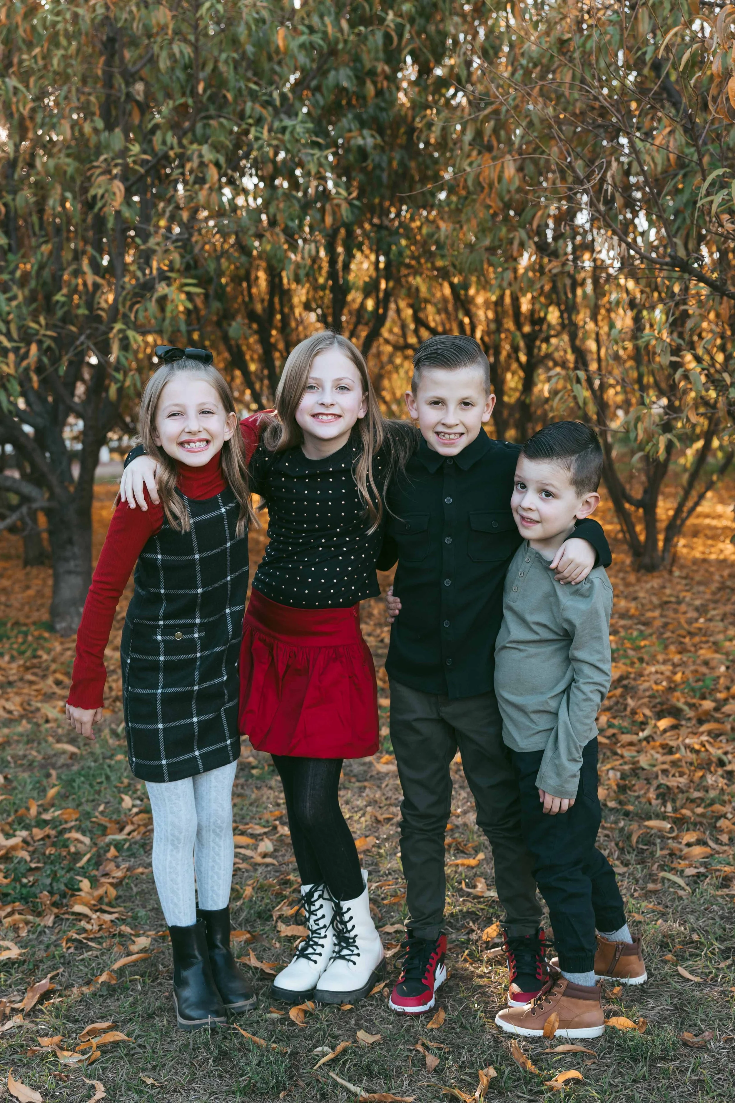 Sibling group photo at Agritopia fall family session