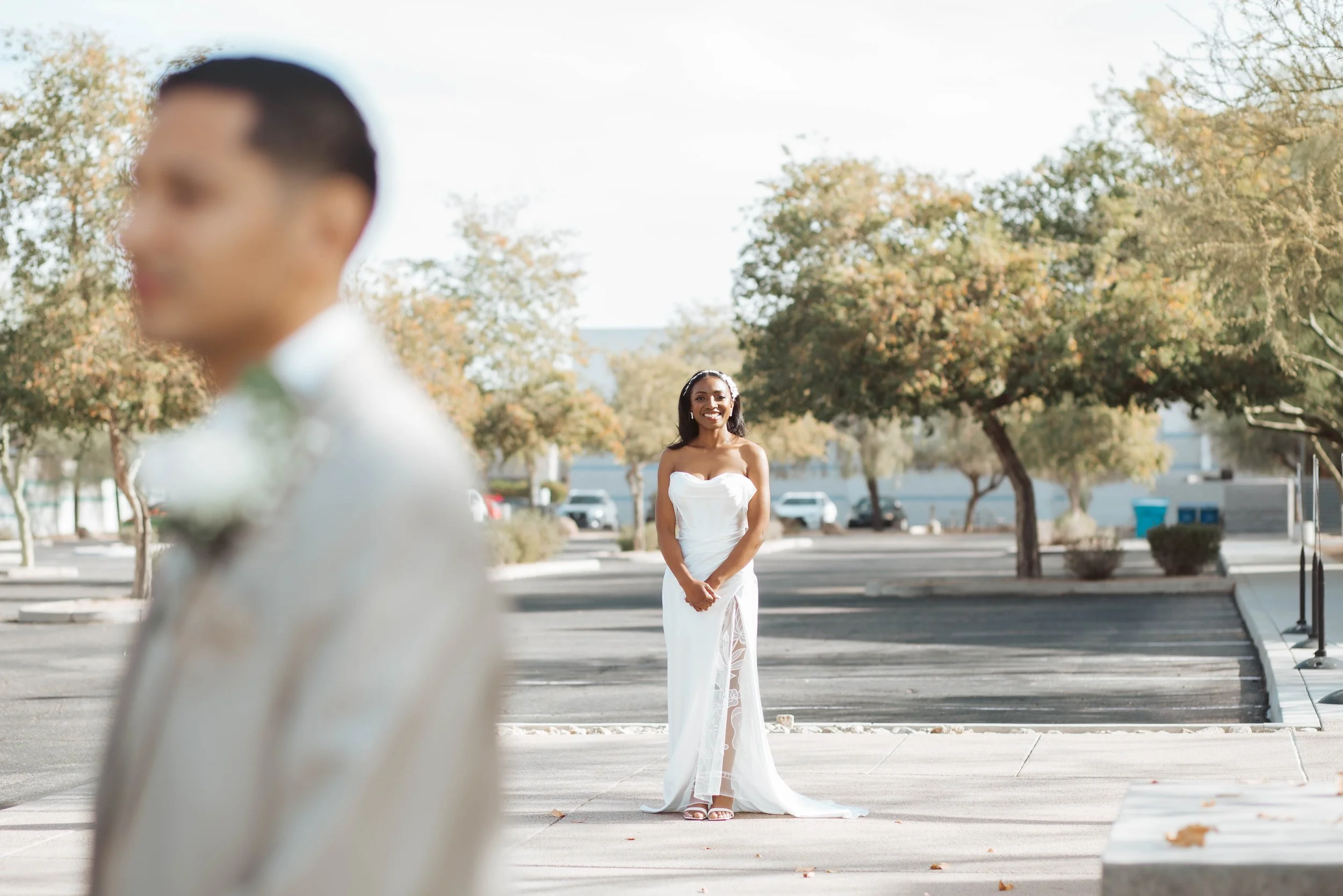 Gilbert wedding photographer capturing a quiet first look before the ceremony