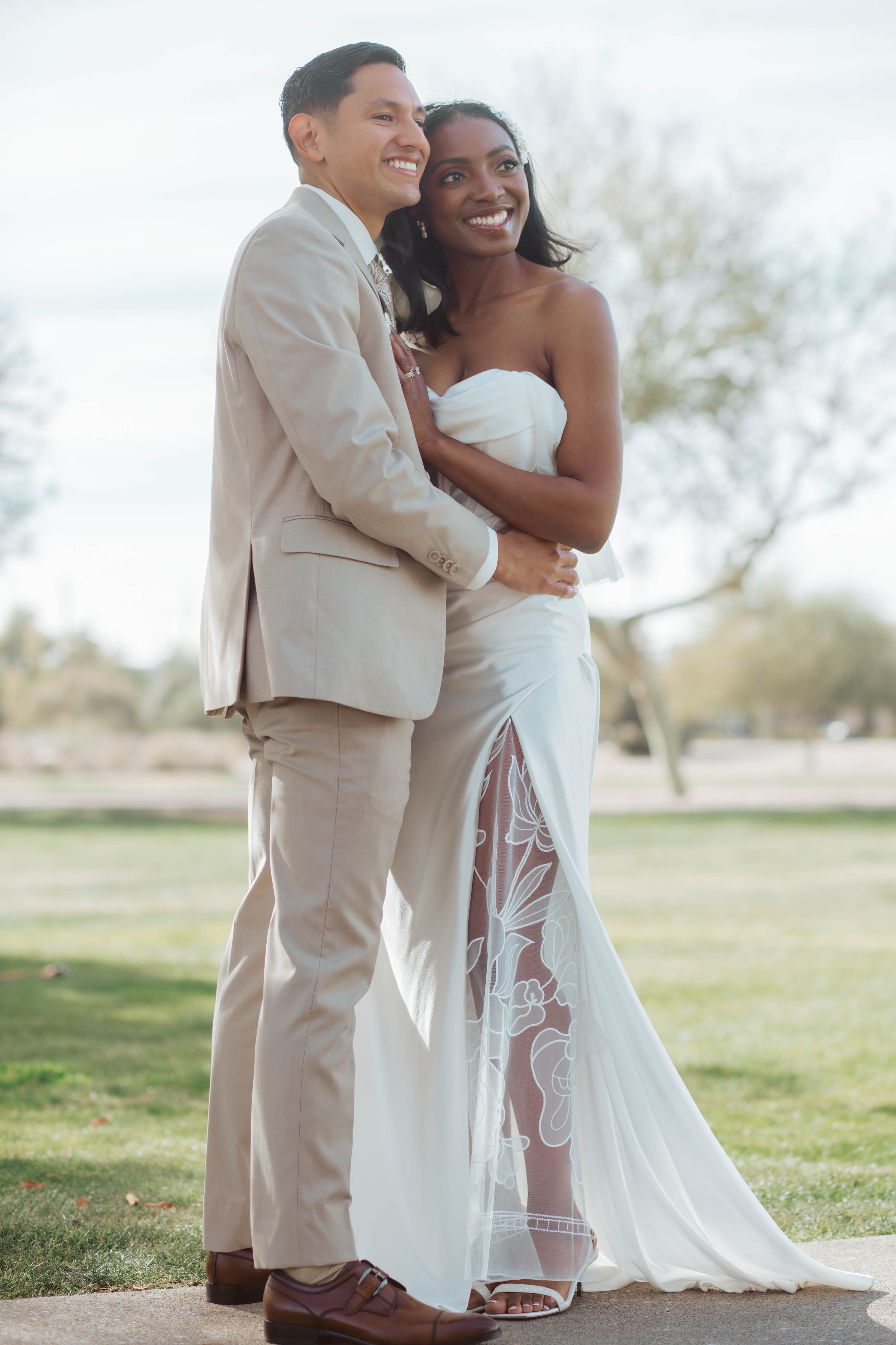 Bridal photos at Redemption Church with soft winter light
