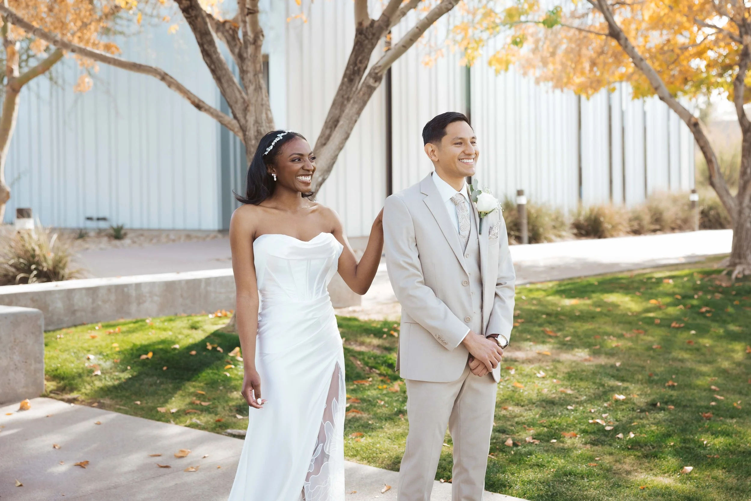 Emotional first look wedding photos at Redemption Church 