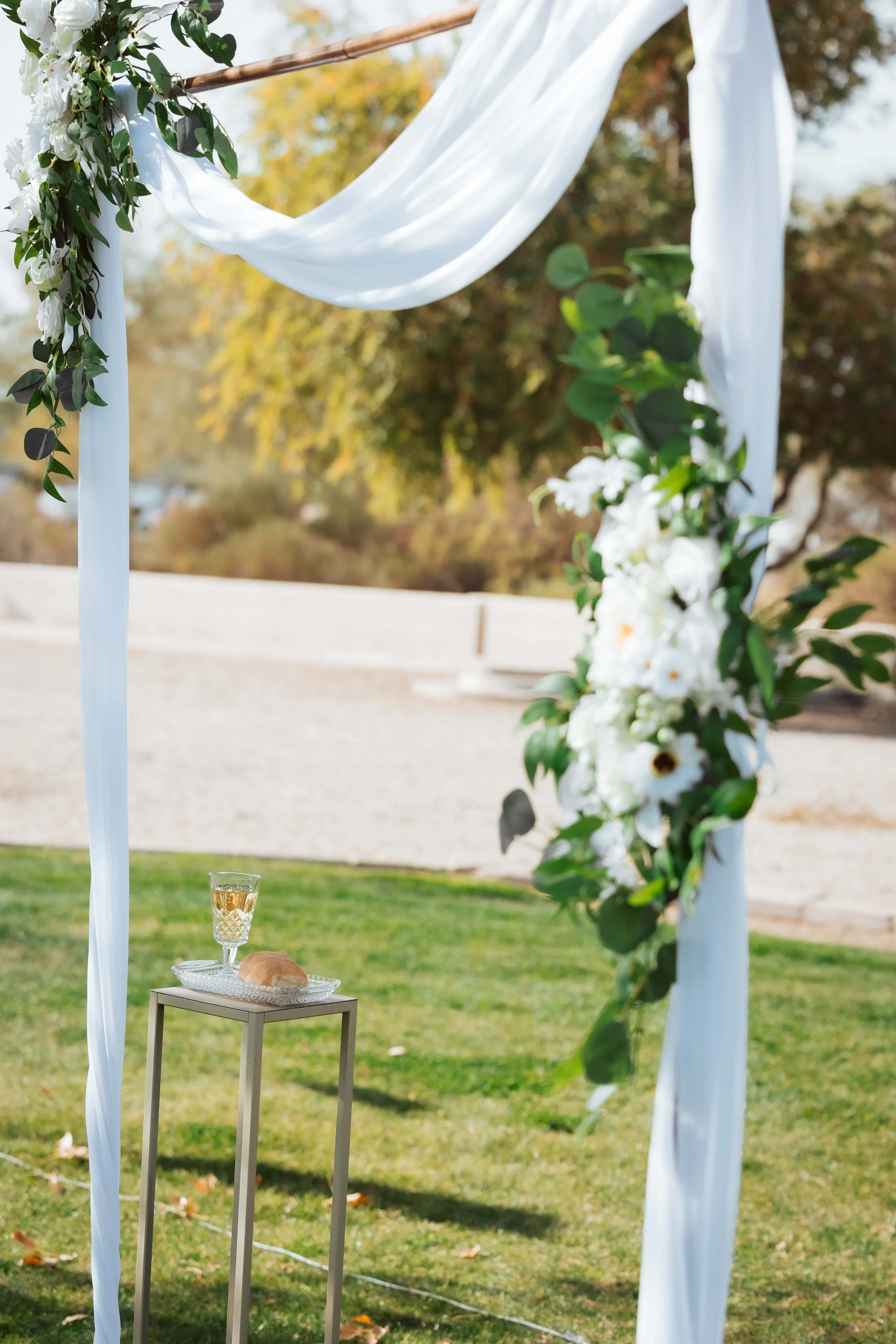 Wedding ceremony details of arch