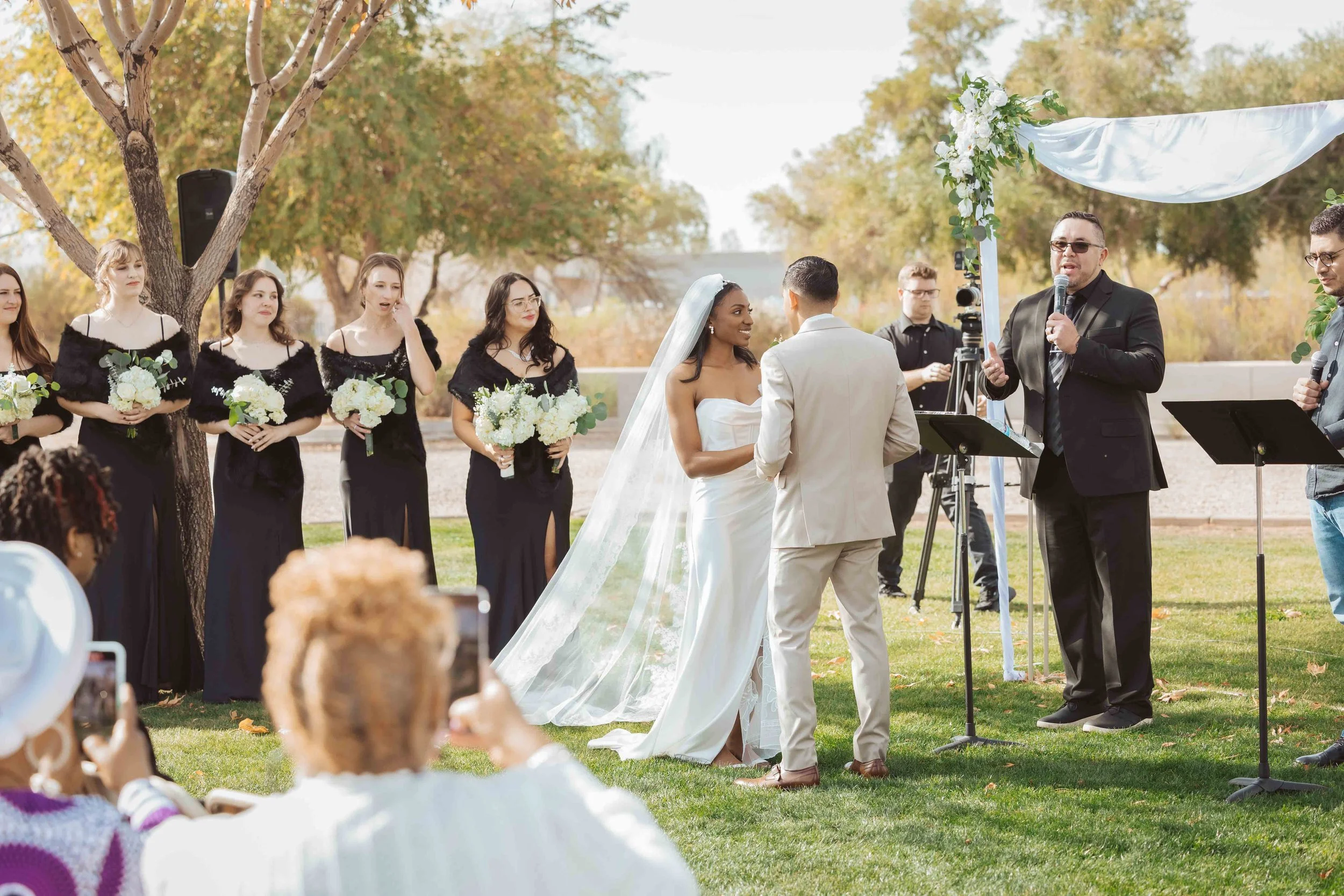 Exchanging vows during a Gilbert church wedding ceremony