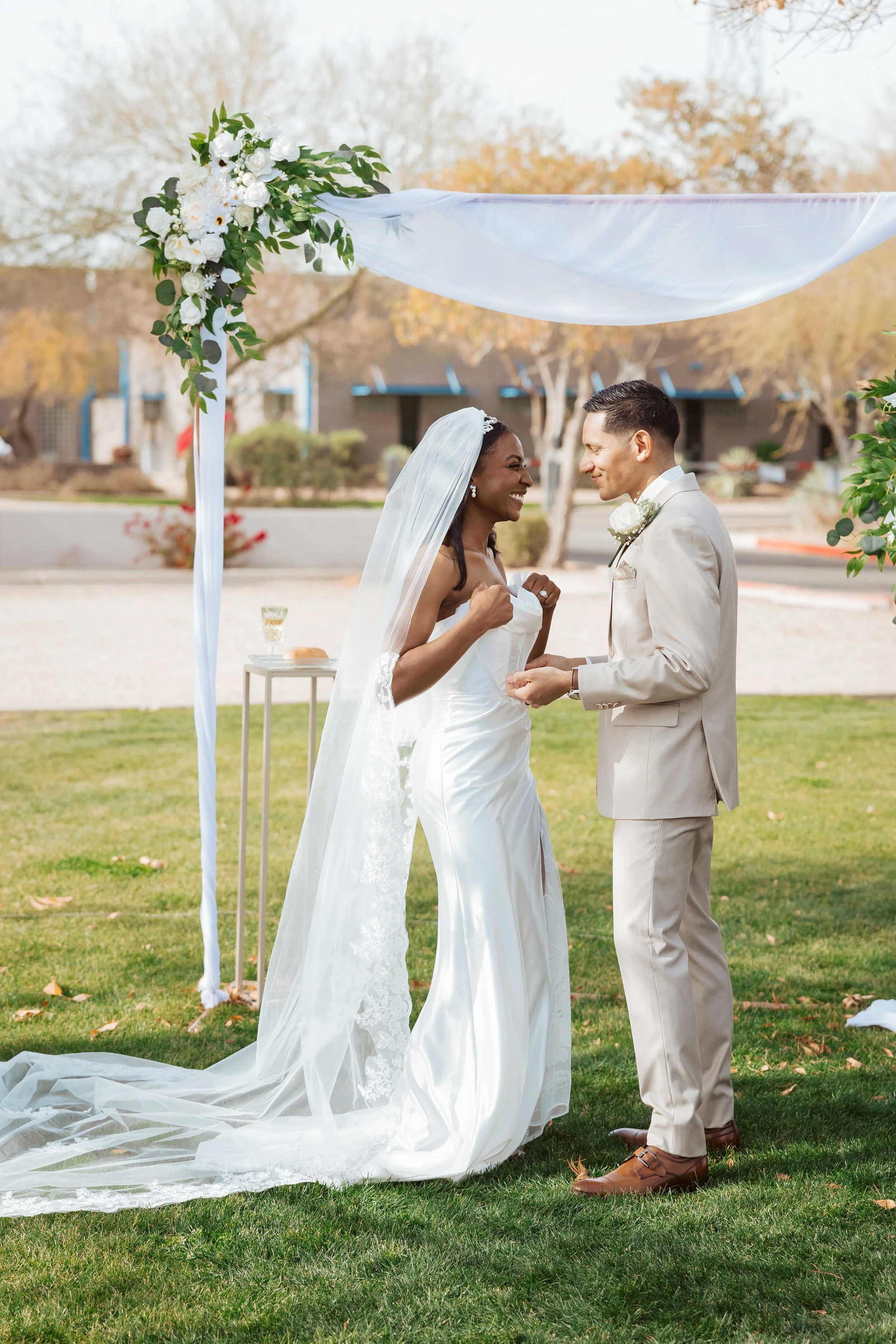 Wedding ceremony at Redemption Church in Gilbert surrounded by close friends and family