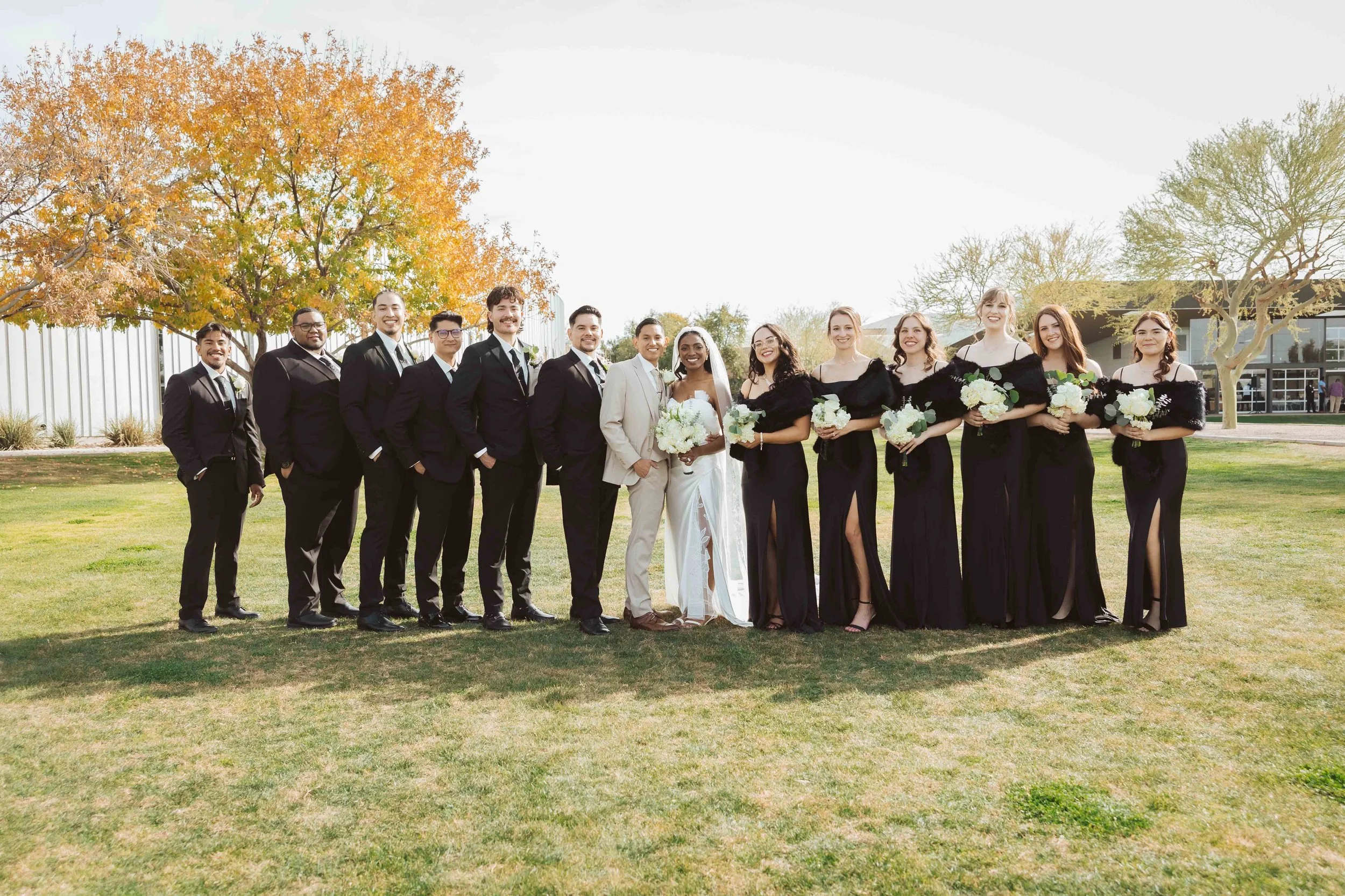 Full wedding party portraits at Redemption Church in Gilbert
