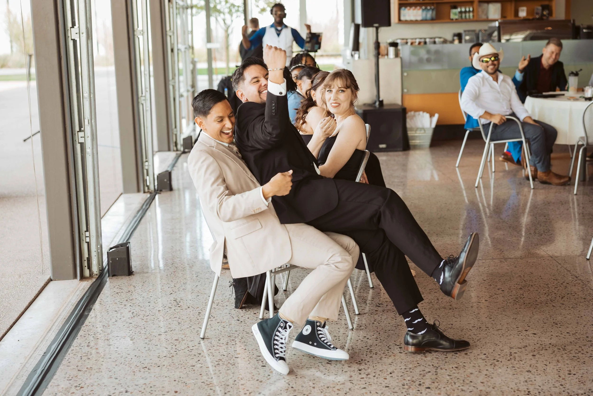 Candid reception photos at a modern Gilbert wedding