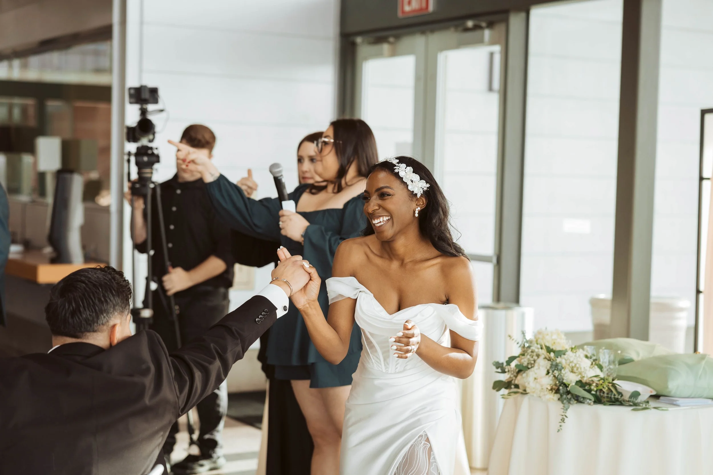 Reception moments filled with laughter and connection at a Gilbert wedding