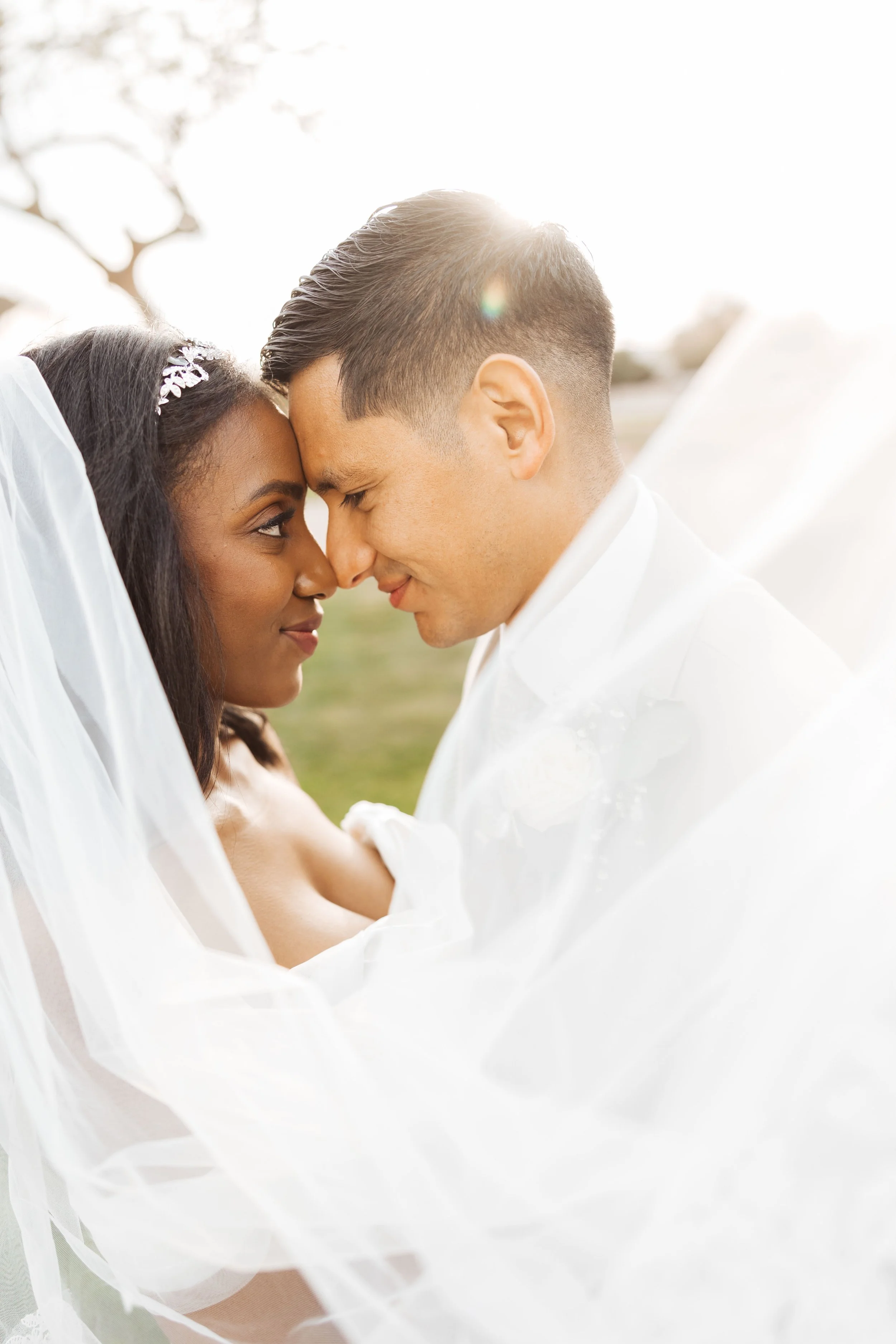 Bridal photos at Redemption Church with soft winter light