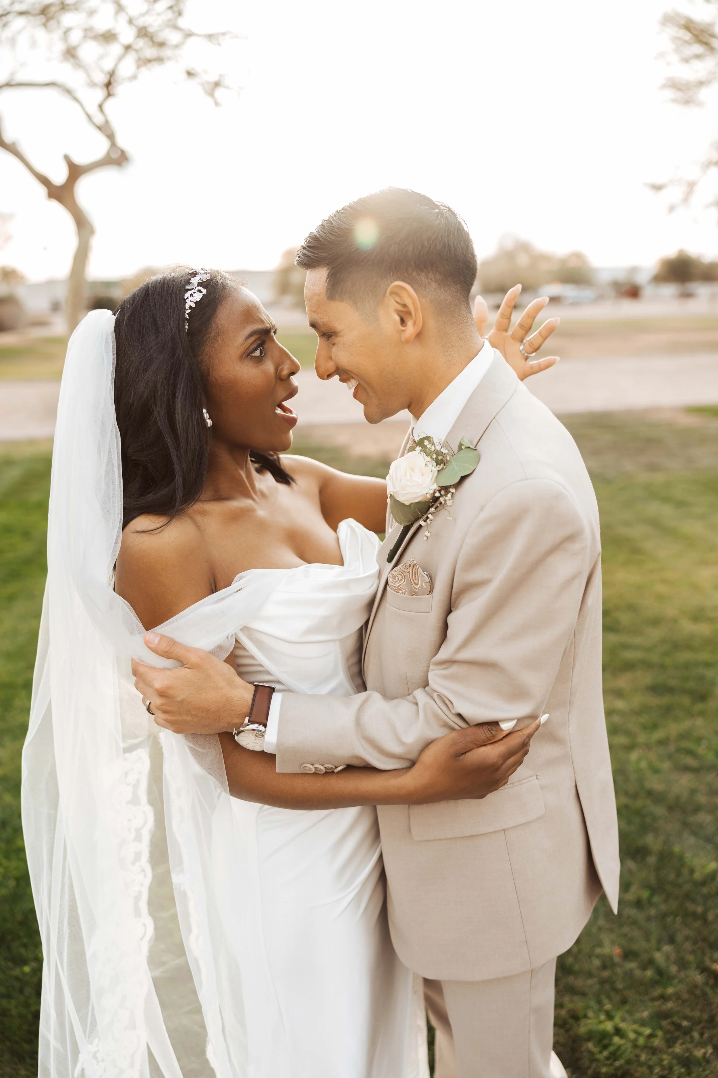 Bride and groom sunset photo at Redemption Gilbert