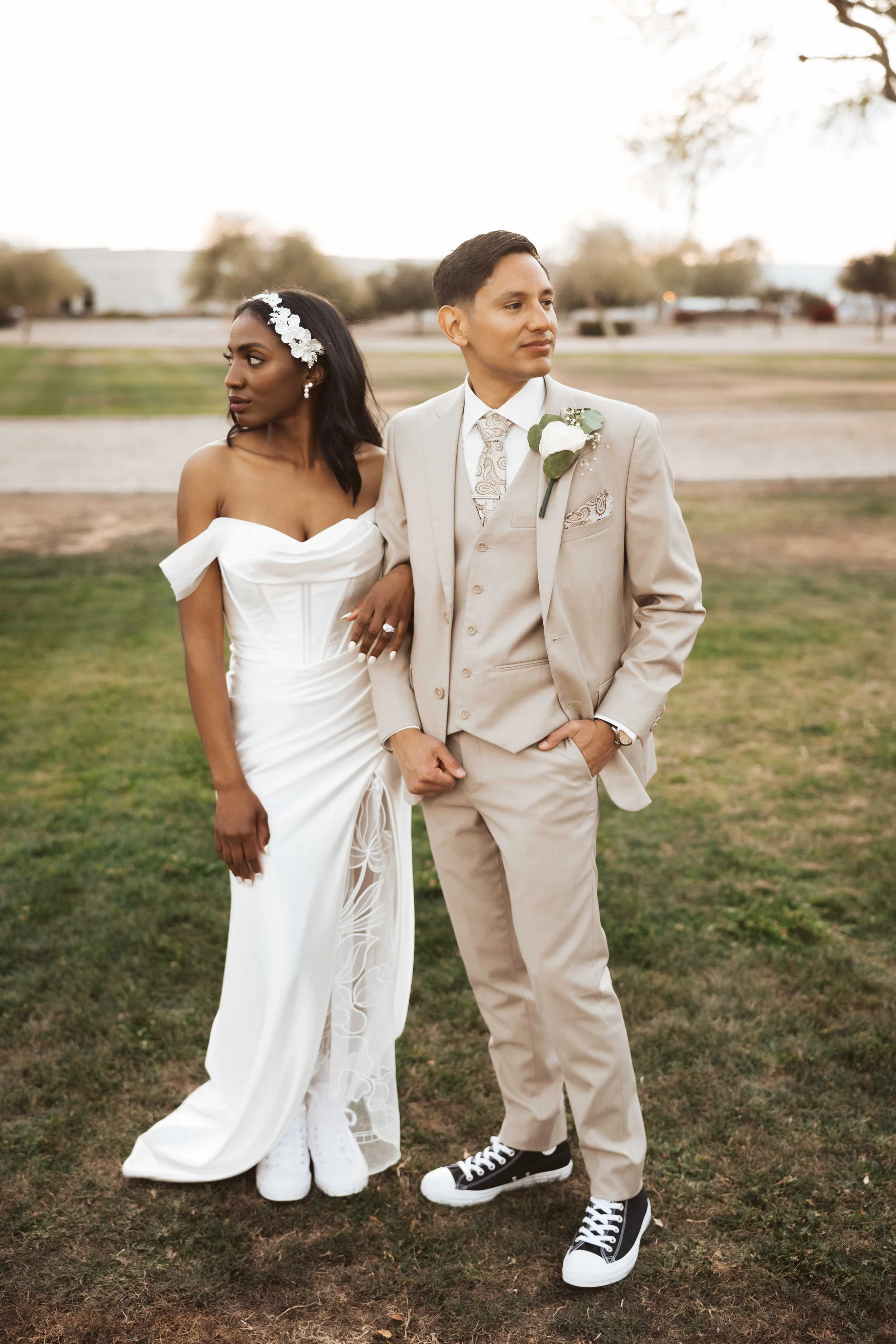 Couple during sunset photos at Redemption Gilbert