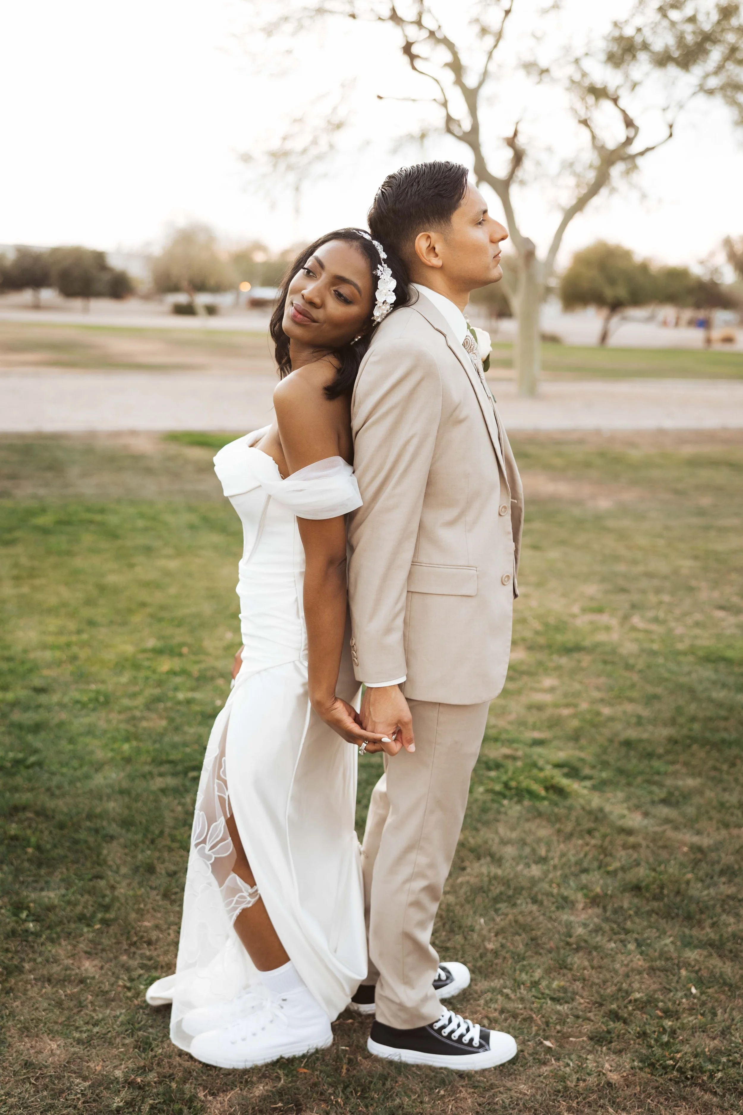 Couple during sunset photos at Redemption Gilbert
