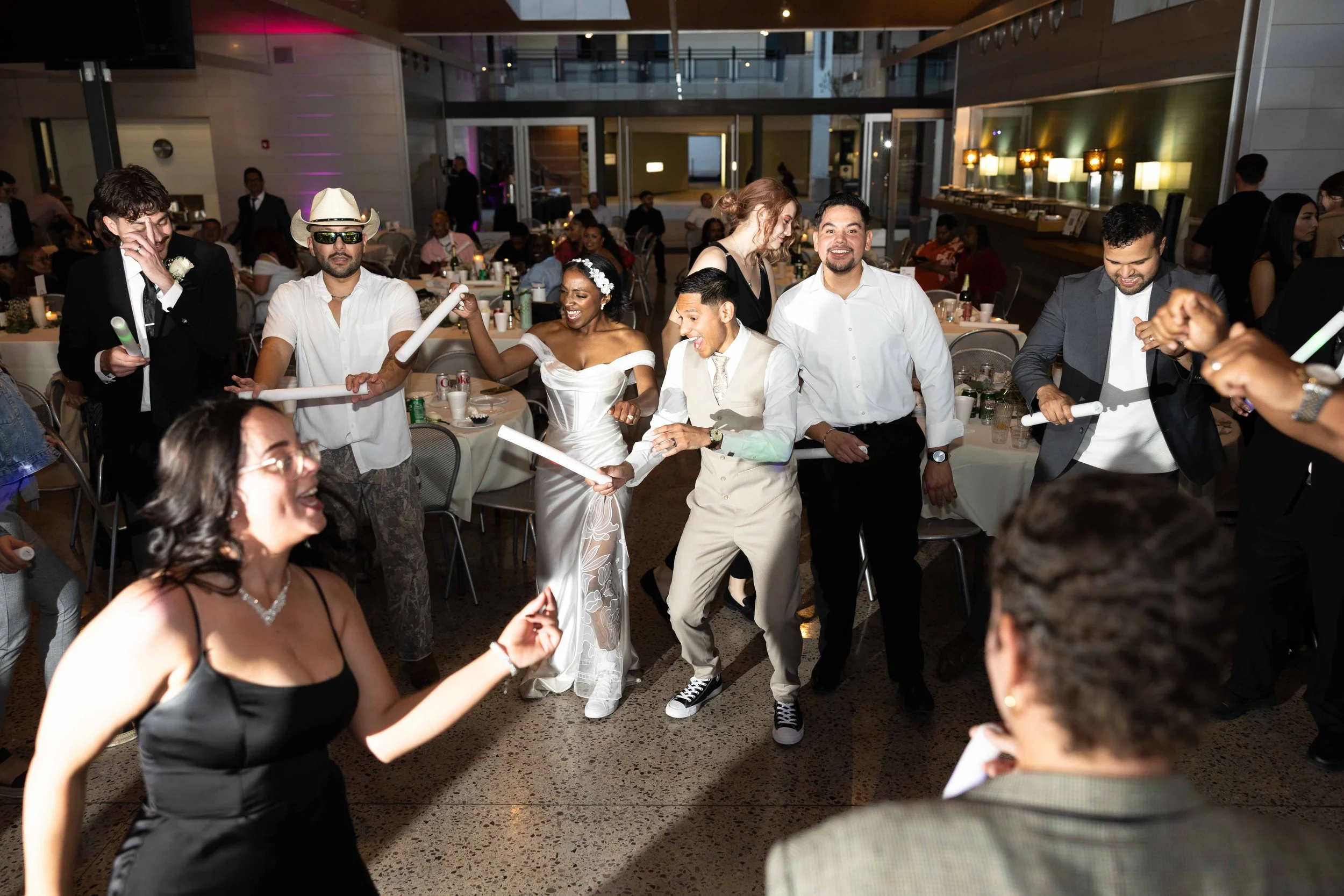 Wedding reception dancing filled with energy and laughter