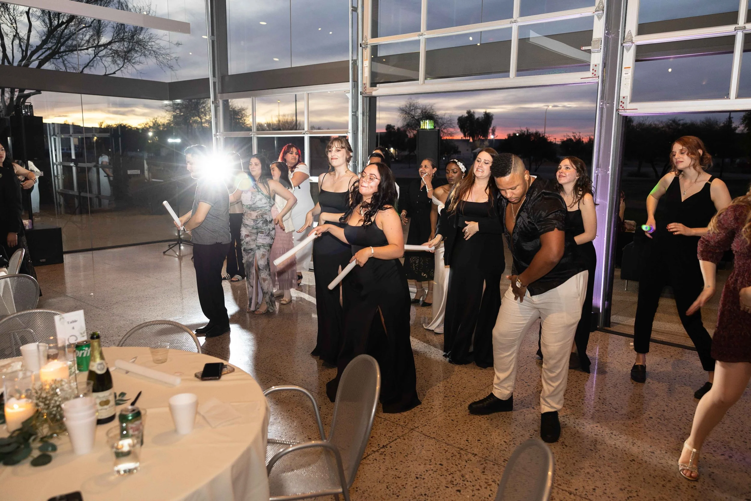 Celebrating on the dance floor at a Redemption Church wedding