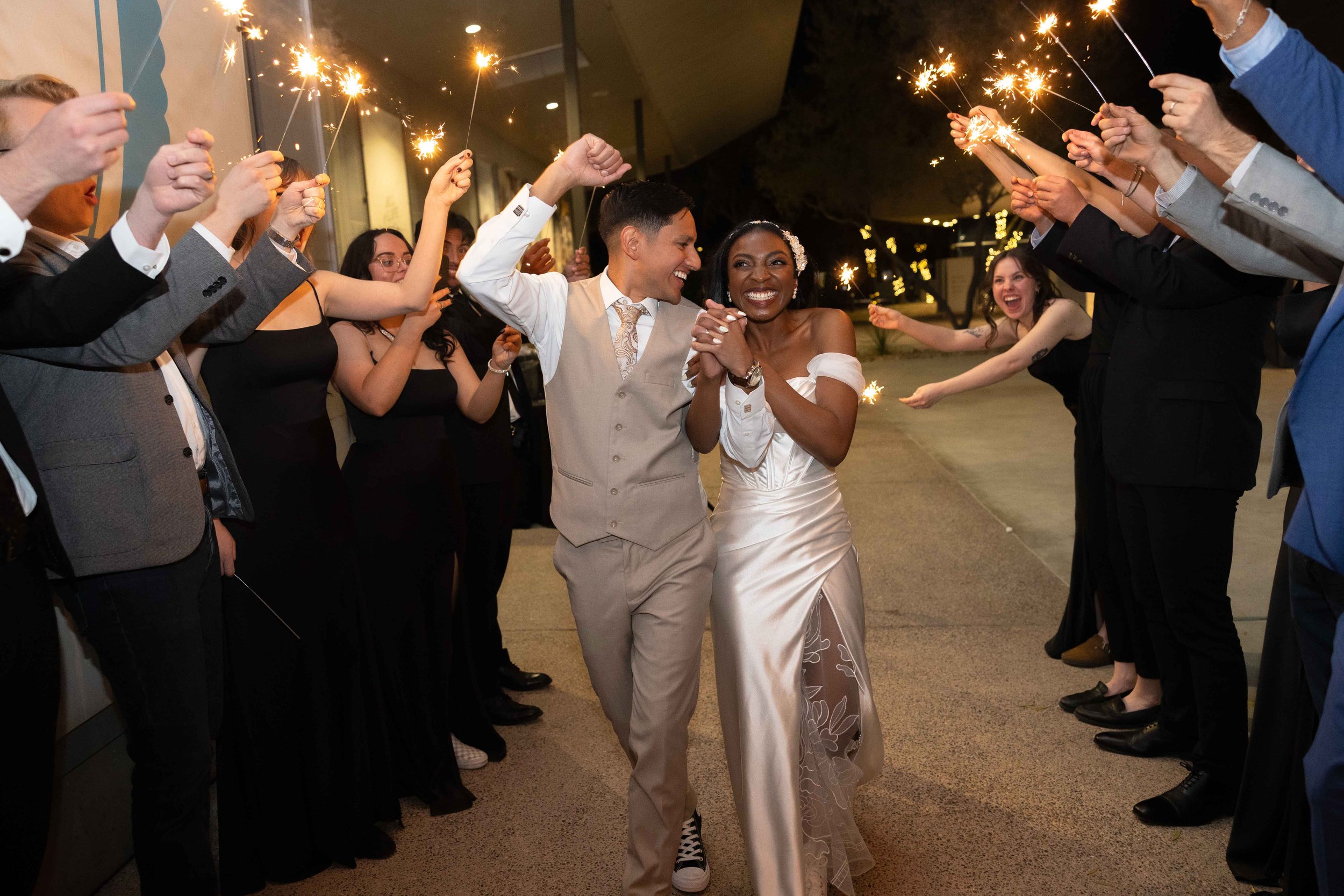 Sparkler exit at wedding reception in Gilbert