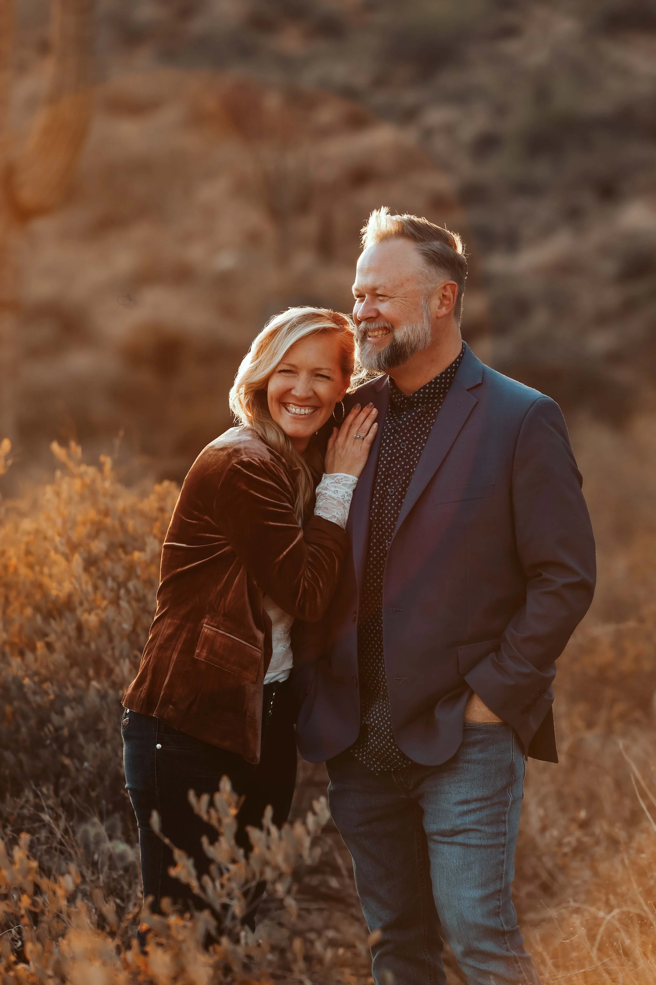Mom and dad portrait with Arizona mountain backdrop