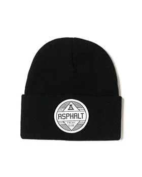 AYC FA16 Tightly ribbed knit beanie. 100% acrylic with jacquard woven patch and marrowed edge.