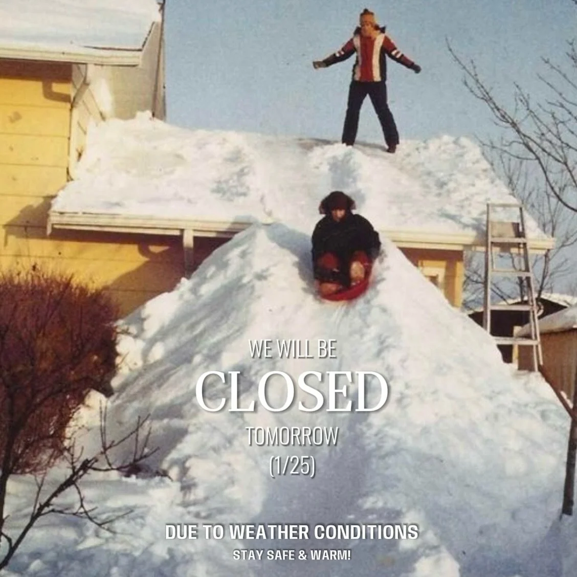 ❄️ Our stores will be CLOSED tomorrow (1/25) ❄️ #WoodstockVibes #PassaicThrift #SnowDay