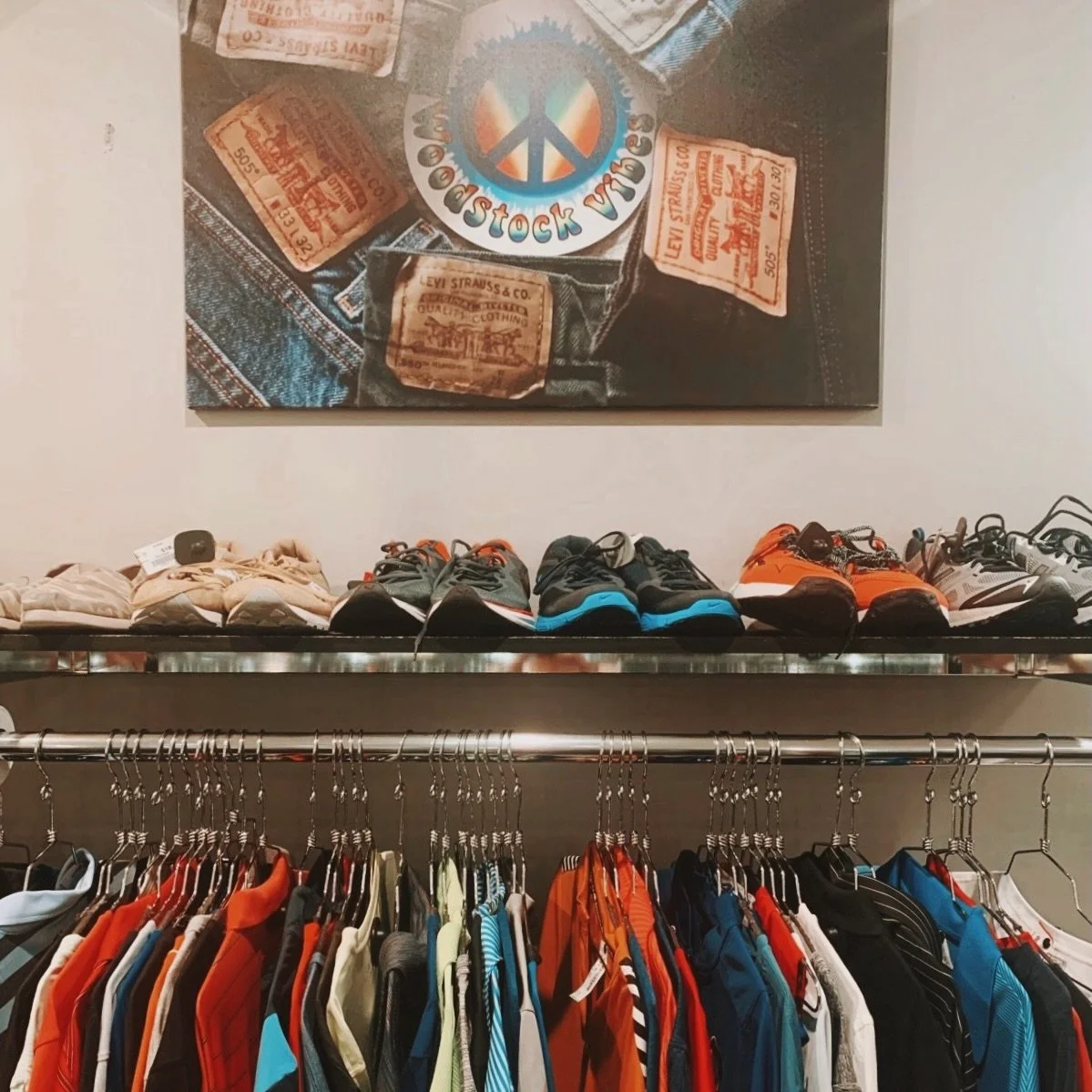 Fully stocked with quality clothing, shoes &amp; accessories! Stop by today 🧡🌞 #WoodstockVibes