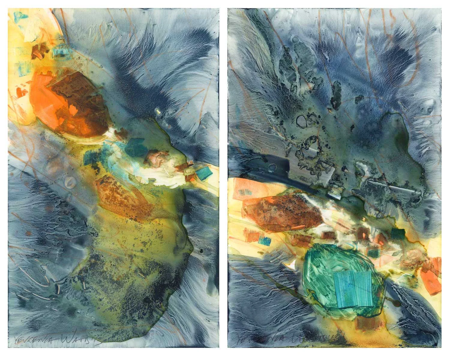 Tide Pool paintings side by side.