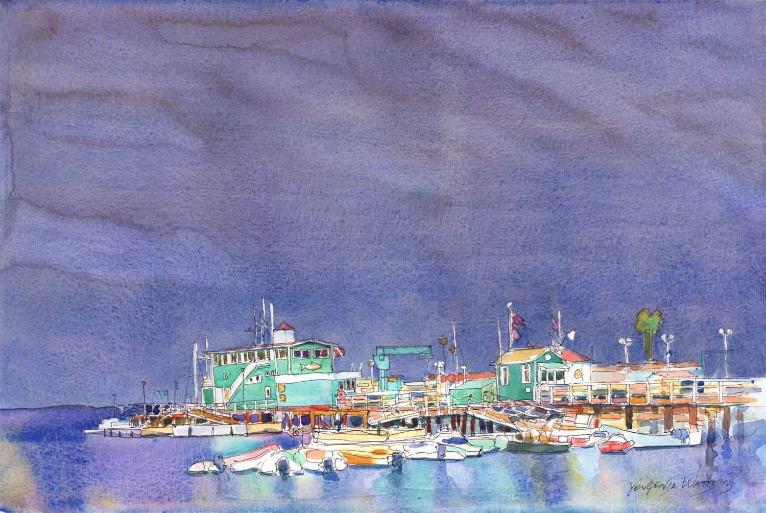 Avalon Pier. 11x15" Watercolor and Ink on watercolor paper. $120. Buy here. 
