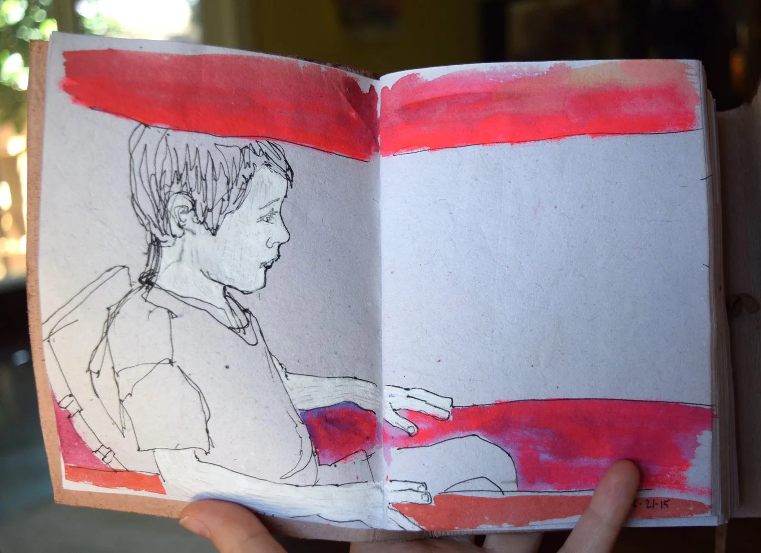 Sketch of my son in his new red wagon.