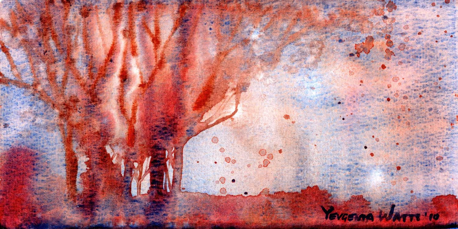 A couple of miniature landscapes on Fluid watercolor block
