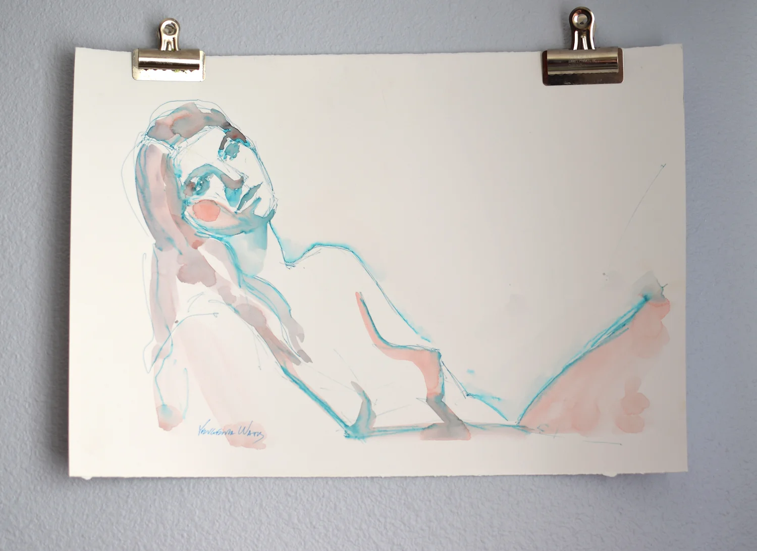 Empty Original Watercolor Figure Painting