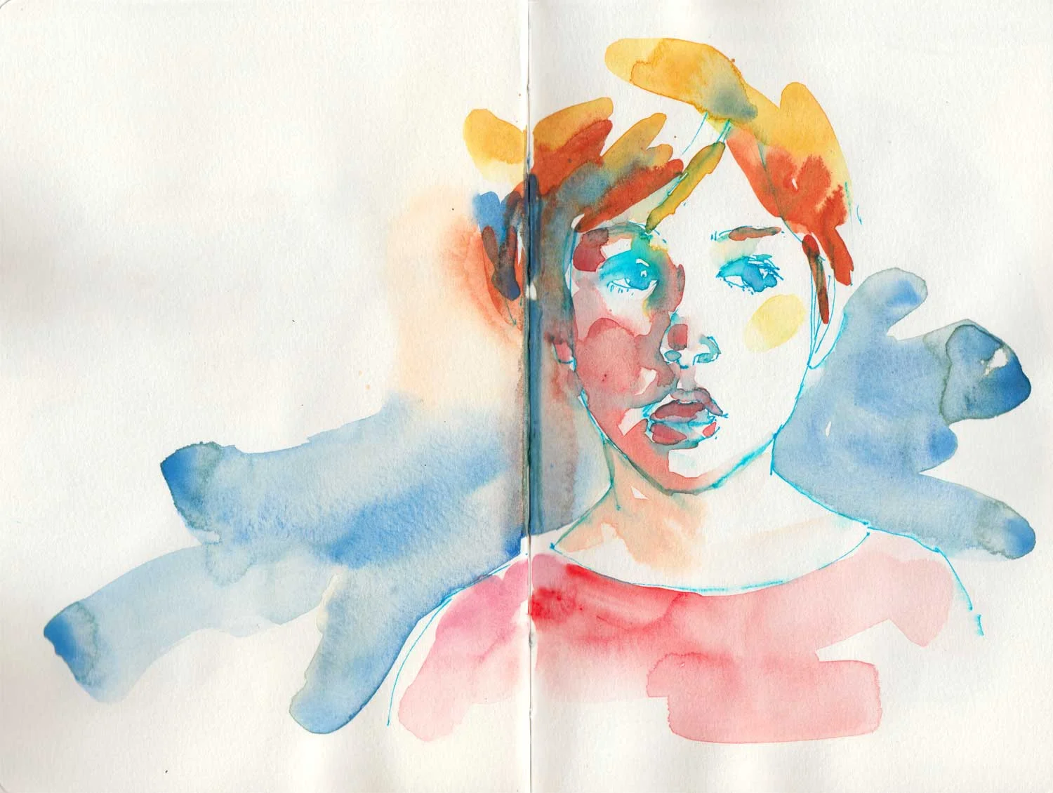 Katia. Le Pen and watercolor in a Handbook sketchbook.