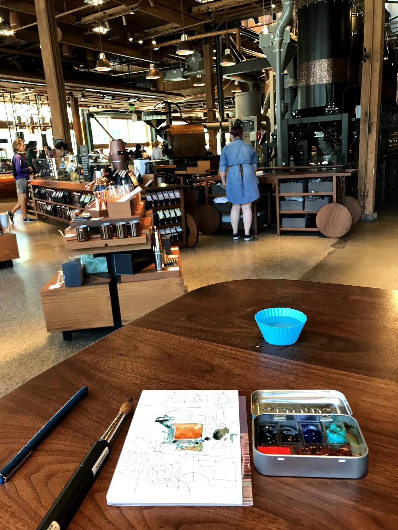 Sketching at the Starbucks Reserve in Seattle.