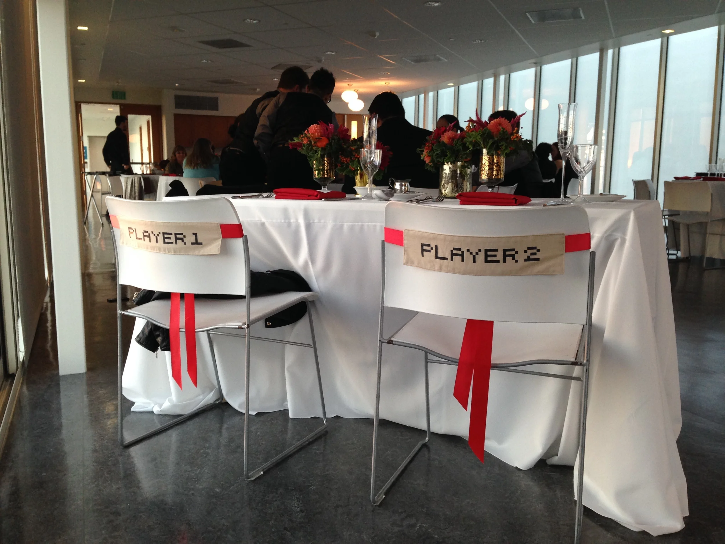 Player 1 + Player 2 Wedding Signs