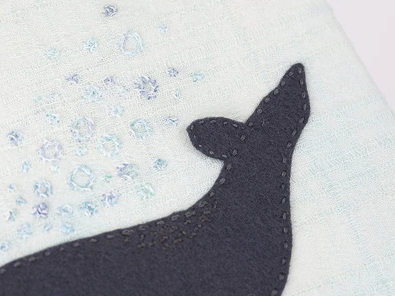 Hand Embroidered Whale